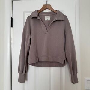 Abercrombie & Fitch Soft Johnny Collar Swing Crew Sweatshirt XXS Grey